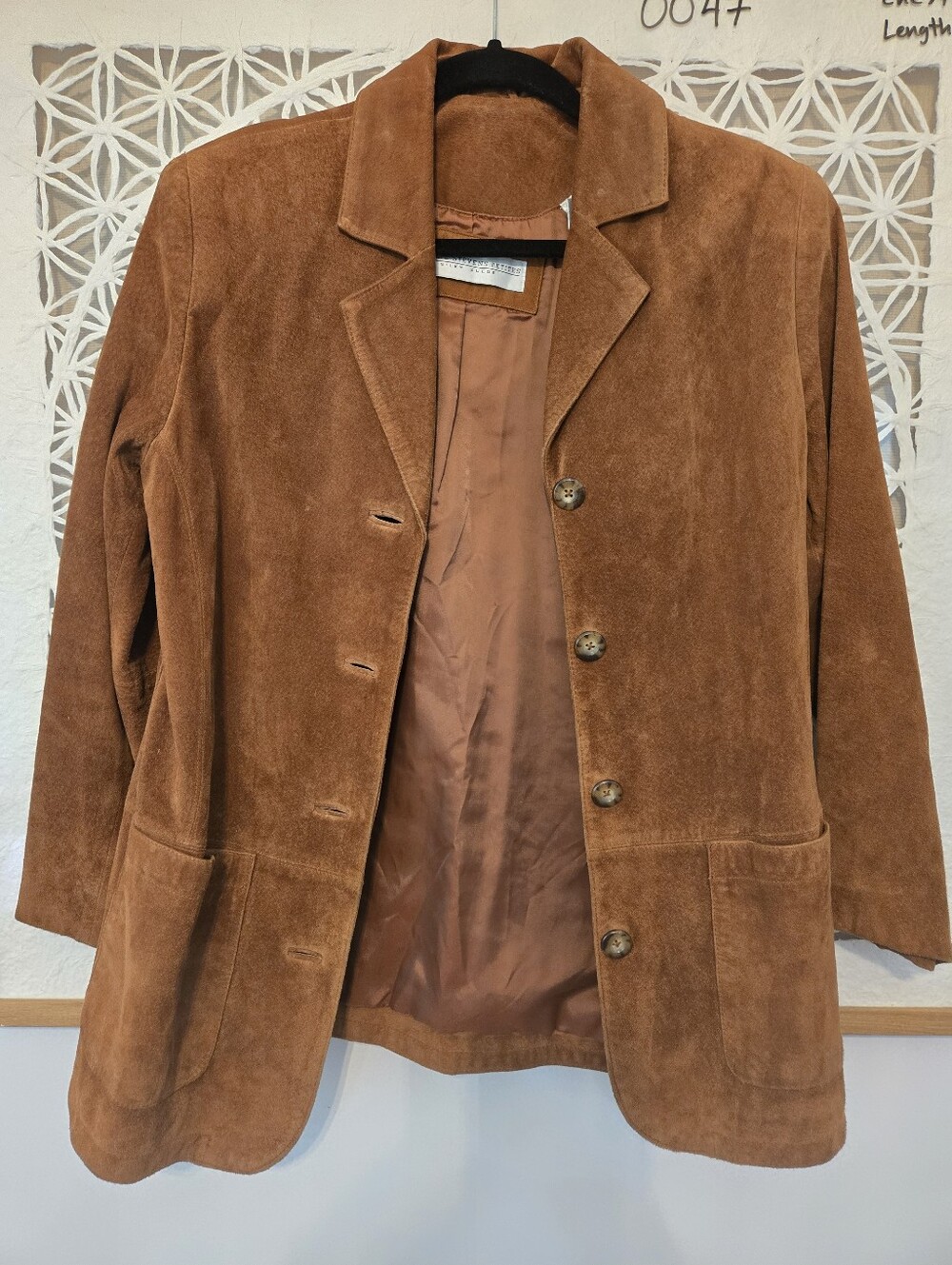 Vintage Valerie Stevens Suede Single-Button Blazer in Brown Jacket 4P - Picture 2 of 11